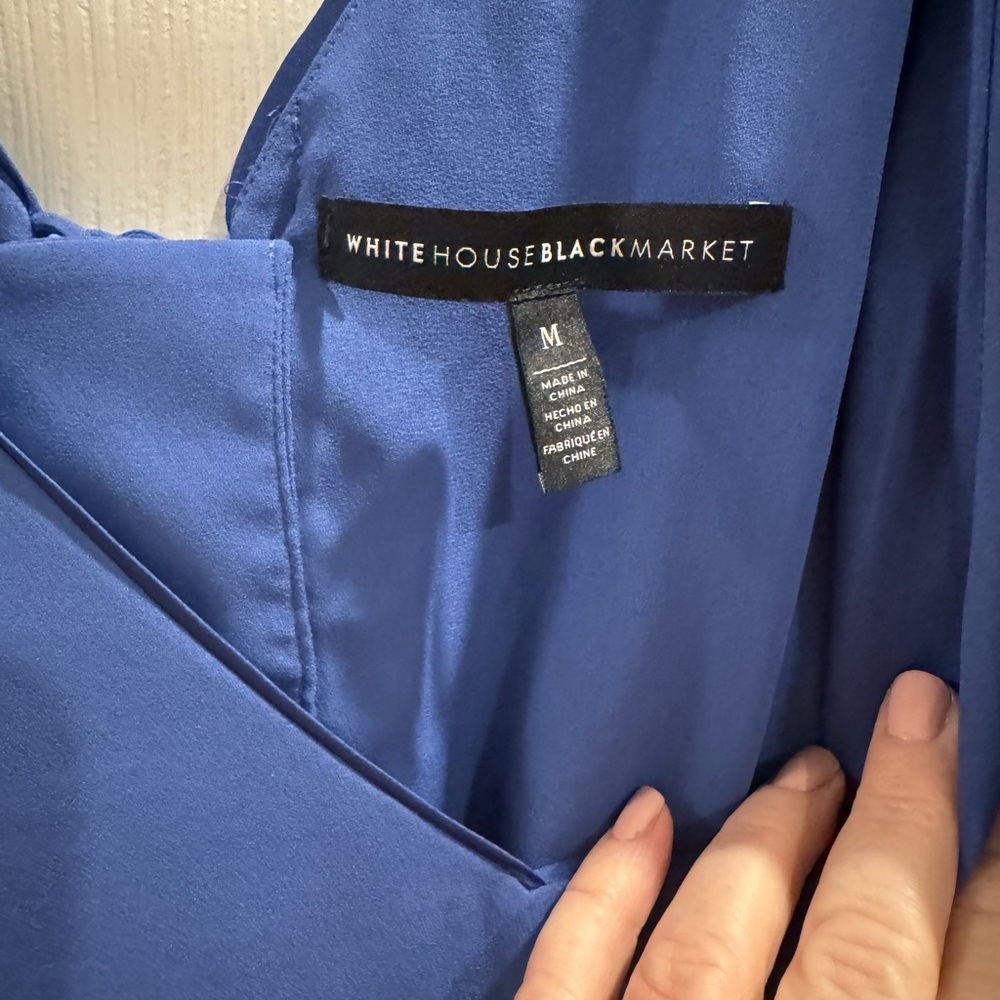 White House Black Market Blue Blouse Sz M - Picture 3 of 6